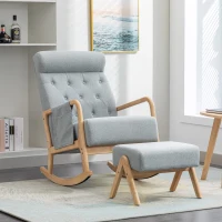 Fauteuil à bascule ergonomique avec repose-pieds rocking chair grand confort, Gris(m-6)