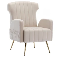 Fauteuil de Relaxation en tissu velours, Design Élégant et Moderne pour Salon et Séjour, Beige(m-2)
