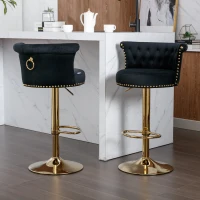 Ensemble de 2 tabourets de bar pivotants et réglables avec repose-pieds pour cuisine et salle à manger, Noir(m-9)