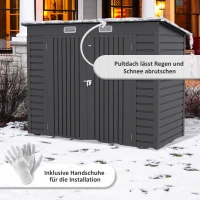 Outsunny Szopa ogrodowa stalowa, szopa na narzędzia, podwójne drzwi, 249D x 121S x 166/183Wcm, Szary(m-7)