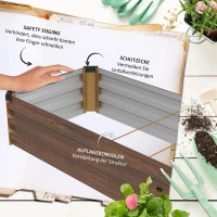 Outsunny Donica ogrodowa na zioła, odporna na warunki atmosferyczne, otwarte dno, 240 x 60 x 30 cm, Ciemnobrązowa(m-6)