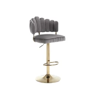 Set di 2 Sgabelli da Bar Girevoli e Regolabili in Altezza con Poggiapiedi, Stile Retro per Cucina e Sala da Pranzo, Grigio(m-4)