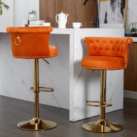 Ensemble de 2 tabourets de bar pivotants et réglables avec repose-pieds pour cuisine et salle à manger, Orange(m-1)