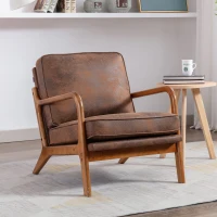 Fauteuil de Relaxation Style Moderne, Structure en Bois, Pour Salon et Chambre à Coucher, Café(m-1)