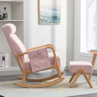 Sillón Mecedora con Reposapiés para Sala de Estar y Salón Rosa(m-10)