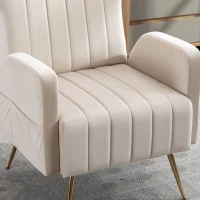 Fauteuil de Relaxation en tissu velours, Design Élégant et Moderne pour Salon et Séjour, Beige(m-7)
