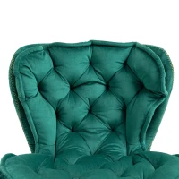 Set di 2 Sgabelli Regolabili girevoli da bar, con Poggiapiedi, in velluto per Cucina e Sala, Smeraldo(m-9)