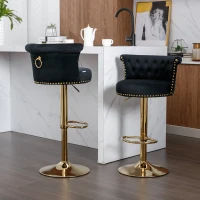 Ensemble de 2 tabourets de bar pivotants et réglables avec repose-pieds pour cuisine et salle à manger, Noir(m-10)