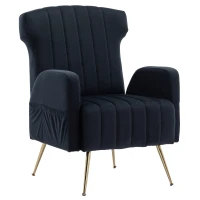 Fauteuil de Relaxation en tissu velours, Design Élégant et Moderne pour Salon et Séjour, Noir(m-2)
