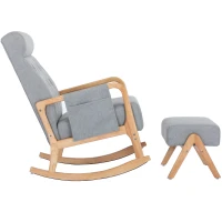 Fauteuil à bascule ergonomique avec repose-pieds rocking chair grand confort, Gris(m-4)