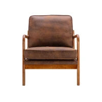 Fauteuil de Relaxation Style Moderne, Structure en Bois, Pour Salon et Chambre à Coucher, Café(m-9)