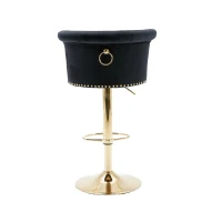 Ensemble de 2 tabourets de bar pivotants et réglables avec repose-pieds pour cuisine et salle à manger, Noir(m-4)