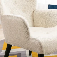 Poltrona Moderna per Soggiorno e Camera da Letto , Teddy bianco(m-6)