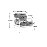 Fauteuil de Relaxation Style Moderne, Structure en Bois, Pour Salon et Chambre à Coucher, Café(m-3)