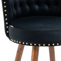 Set di 2 Sgabelli da Bar Girevoli a 360° in Velluto con Design a Borchie e Gambe in Legno per Cucina e Sala da Pranzo, Nero(m-8)