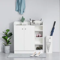 HOMCOM Szafka na buty, Komoda na buty, Półka na buty, 4 Półki. 1 Szafa, 83 cm x 30 cm x 90 cm, Biały(m-8)