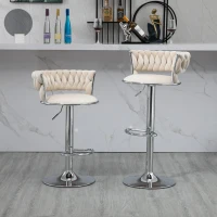 Set di 2 Sgabelli da Bar Girevoli e Regolabili con Poggiapiedi, Design Elegante per Cucina e Sala da Pranzo, Avorio(m-9)