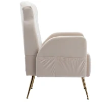 Fauteuil de Relaxation en tissu velours, Design Élégant et Moderne pour Salon et Séjour, Beige(m-4)
