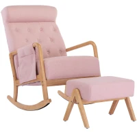 Sillón Mecedora con Reposapiés para Sala de Estar y Salón Rosa(m-4)