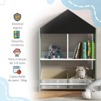 ZONEKIZ Estante para Brinquedos Organizador Infantil com Prateleiras Abertas e 2 Caixas de Tecido não Tecido Amovíveis 62,4x26,5x90 cm Verde(m-7)