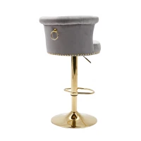 Ensemble de 2 tabourets de bar pivotants et réglables avec repose-pieds pour cuisine et salle à manger, Gris(m-5)