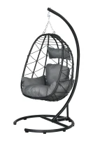 Outsunny Fotel wiszący zewnętrzny Fotel wiszący Egg Chair, odporny na warunki atmosferyczne, w tym poduszki, 102 cm x 102 cm x 195 cm, Ciemnoszary(m-1)