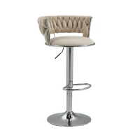 Set di 2 Sgabelli da Bar Girevoli e Regolabili con Poggiapiedi, Design Elegante per Cucina e Sala da Pranzo, Avorio(m-4)