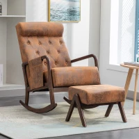 Fauteuil à bascule ergonomique avec repose-pieds rocking chair grand confort, Marron(m-1)