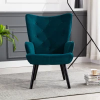 Fauteuil Relax Moderne capitonné pour Salon et Chambre à Coucher - Confort et Style en Velours, Bleu(m-6)