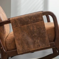 Fauteuil à bascule ergonomique avec repose-pieds rocking chair grand confort, Marron(m-5)
