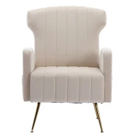 Fauteuil de Relaxation en tissu velours, Design Élégant et Moderne pour Salon et Séjour, Beige(m-5)