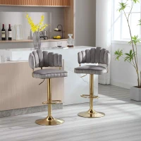 Set di 2 Sgabelli da Bar Girevoli e Regolabili in Altezza con Poggiapiedi, Stile Retro per Cucina e Sala da Pranzo, Grigio(m-1)