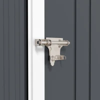 Outsunny Szopa Ogrodowa, Dom Narzędziowy z Metalu, Podwójne Drzwi, Okno, 259x172x222 cm, Szary/Biały(m-9)