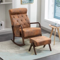 Fauteuil à bascule ergonomique avec repose-pieds rocking chair grand confort, Marron(m-10)