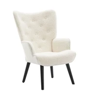 Poltrona Moderna per Soggiorno e Camera da Letto , Teddy bianco(m-2)