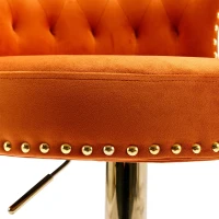 Ensemble de 2 tabourets de bar pivotants et réglables avec repose-pieds pour cuisine et salle à manger, Orange(m-7)