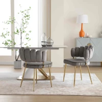 Set di 2 Sedie da Pranzo in Velluto Morbido con Schienale Ergonomico e Braccioli, per Soggiorno e Camera da Letto, Grigio(m-7)