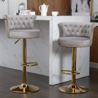 Ensemble de 2 tabourets de bar pivotants et réglables avec repose-pieds pour cuisine et salle à manger, Gris(m-9)