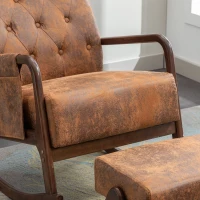 Fauteuil à bascule ergonomique avec repose-pieds rocking chair grand confort, Marron(m-6)