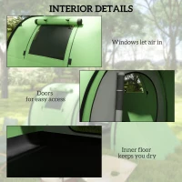Outsunny Four Man Duo Room Tunnel Tent, with Accessories - Green(m-6)