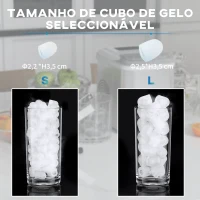 HOMCOM Máquina de Fazer Gelo Silenciosa com Produção de 12 kg em 24 Horas 9 Cubos de Gelo em 6-13 Minutos 22,8x30,3x29 cm Branco(m-6)