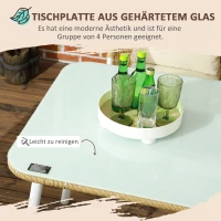 Outsunny Zestaw mebli ogrodowych, 5 elementów, w stylu rattanowym, z poduszkami na siedziska i oparcia, rama ze stali nierdzewnej, żółty/biały/beżowy(m-7)