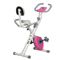 HOMCOM Folding Exercise Bike, with Adjustable Magnetic Resistance, Seat Height - White and Pink(m-1)