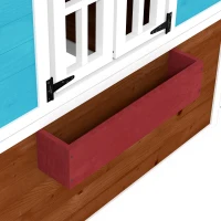 Outsunny Casa de Brincar Infantil para Jardim Casa de Madeira para Crianças com Porta Janelas e Floreiras 114x126,5x135 cm Marróm Escuro(m-9)