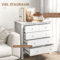HOMCOM Komoda z 5 szufladami, biała, 79 x 39,5 x 80,5 cm(m-4)