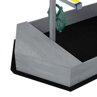 Outsunny Caixa de Areia para Crianças de Madeira com Bandeira e Leme em Forma de Veleiro para Pátio Jardim 190x90x138 cm Cinza Escuro(m-7)