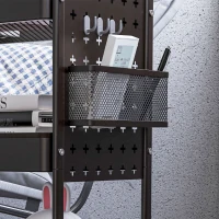 HOMCOM Wózek na kółkach, stojak serwisowy z 3 poziomami, 2 kosze wiszące, wózek do przechowywania z uchwytem, wózek kuchenny, wózek pomocniczy do kuchni, salonu, stal, czarny(m-9)