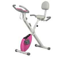 HOMCOM Folding Exercise Bike, with Adjustable Magnetic Resistance, Seat Height - White and Pink(m-11)