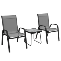 Outsunny Three-Piece Metal Frame Garden Seating Set - Grey(m-1)