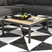 Outsunny Tuinset Tuinmeubelset Lounge Set, 1 Salontafel, 2 Bijzettafels, 2 Banken, Donkergrijs + Lichtbruin + Zwart(m-8)